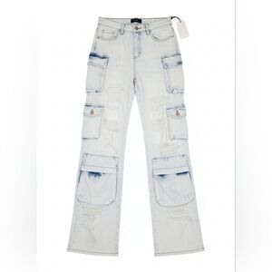 RtA Revolve Light Wash Cargo Jeans Nwt